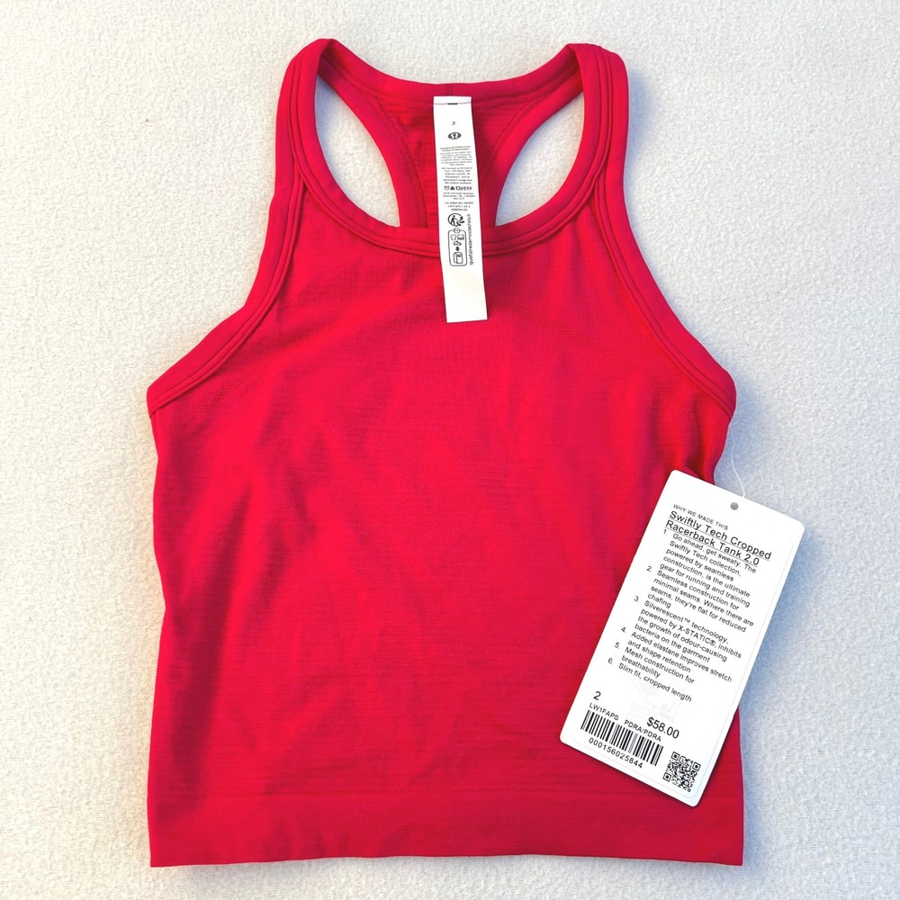 Lululemon Swiftly Tech‎ Cropped Racerback Tank 2.0 Pink Dragonfruit Size 2